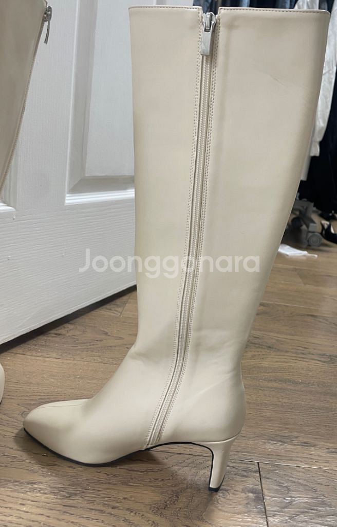 맞춤제작 아이보리 롱부츠 수제화--3