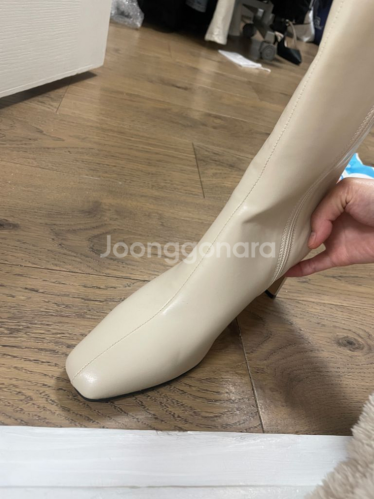 맞춤제작 아이보리 롱부츠 수제화--4