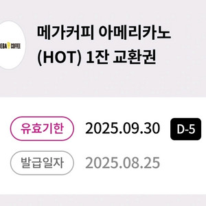 메가커피 아메리카노(hot) 기프티콘