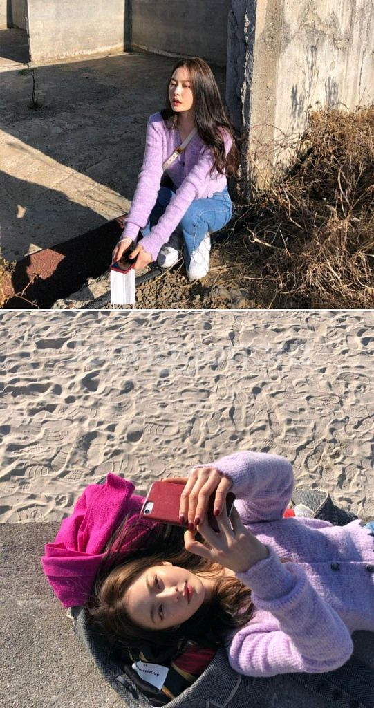 앤더슨벨 루아 알파카 데미지드 가디건 라벤더 퍼플--0