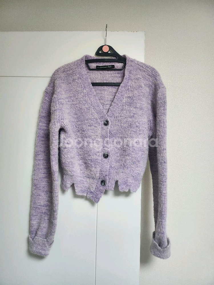 앤더슨벨 루아 알파카 데미지드 가디건 라벤더 퍼플--10