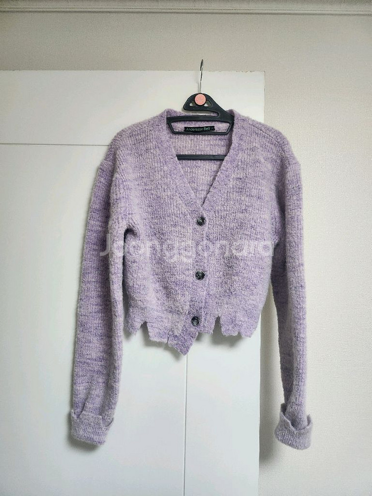 앤더슨벨 루아 알파카 데미지드 가디건 라벤더 퍼플--11
