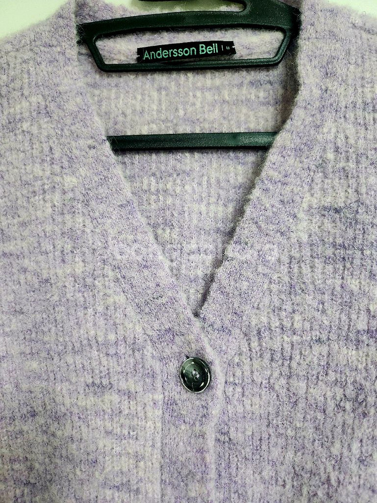 앤더슨벨 루아 알파카 데미지드 가디건 라벤더 퍼플--12