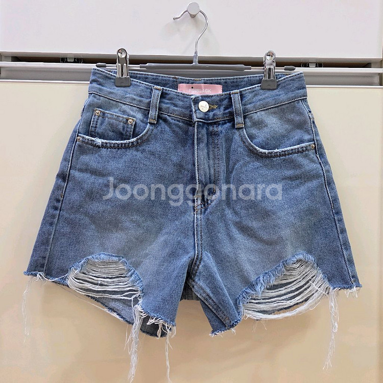 핀블랙 데님 숏팬츠 S 새상품--3