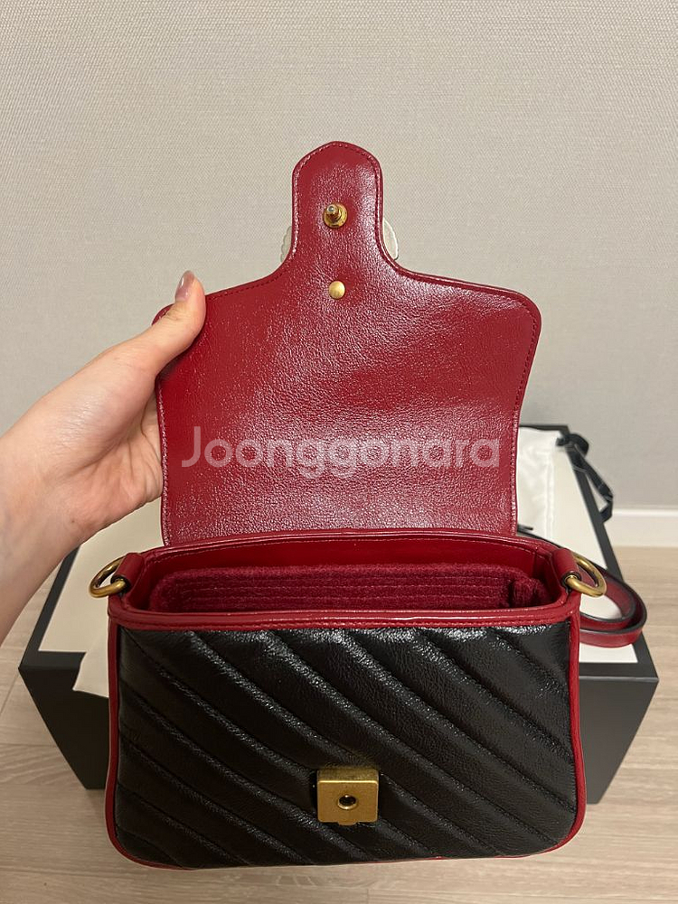 구찌 마몬트 탑핸들백 스몰 블랙 시즌--4