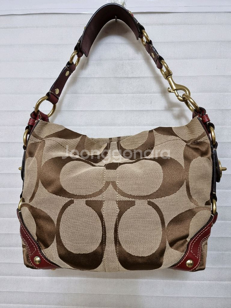 코치 패브릭 가죽 토트백--0