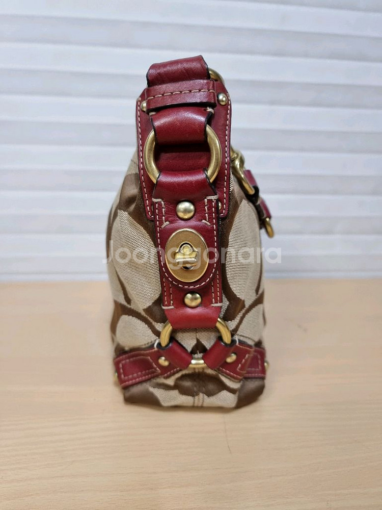 코치 패브릭 가죽 토트백--3