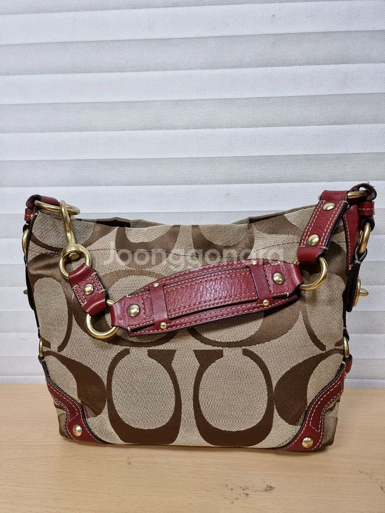 코치 패브릭 가죽 토트백--4