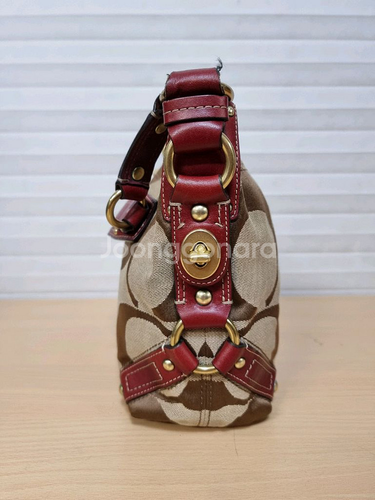 코치 패브릭 가죽 토트백--2