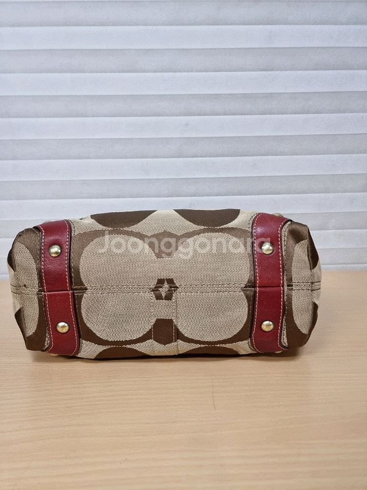 코치 패브릭 가죽 토트백--5