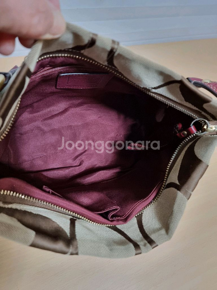 코치 패브릭 가죽 토트백--6