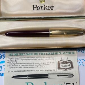 파카 만년필 51 골드캡 버건디 14K OB닙