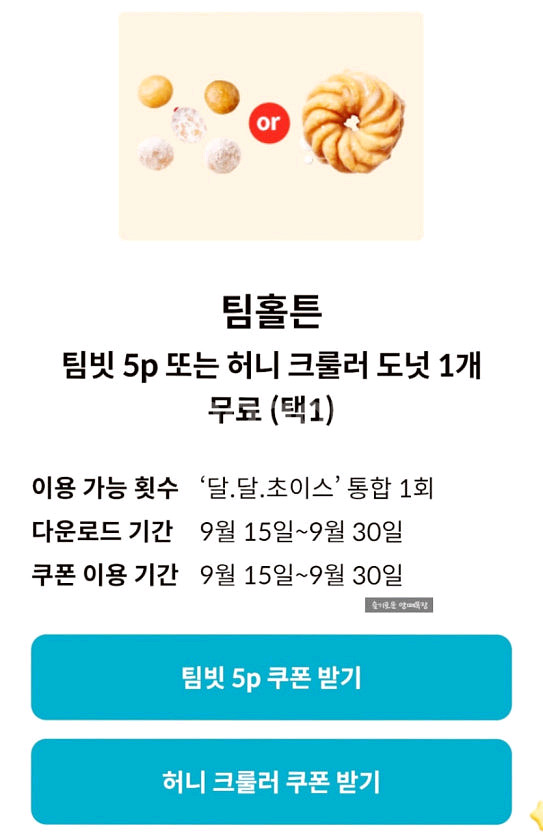 팀홀튼 팀빗 5p 기프티콘 1000원에 팔아요~--0
