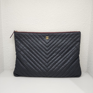 샤넬 캐비어 쉐브론클러치 블랙 라지 #27
