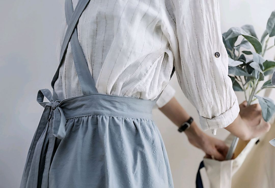 파스텔감성 린넨 앞치마 꽃집 어린이집 공방 이미지