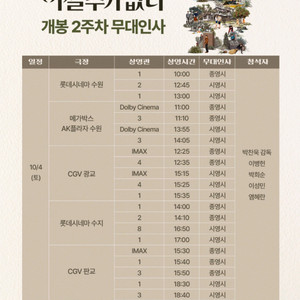 어쩔수가없다 무대인사 10/4 수원지역 C열~ 정가