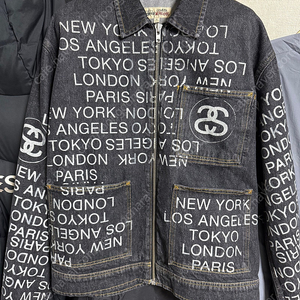 스투시 집 워크 자켓 시티 링크 데님 워시드 블랙 XL 이미지