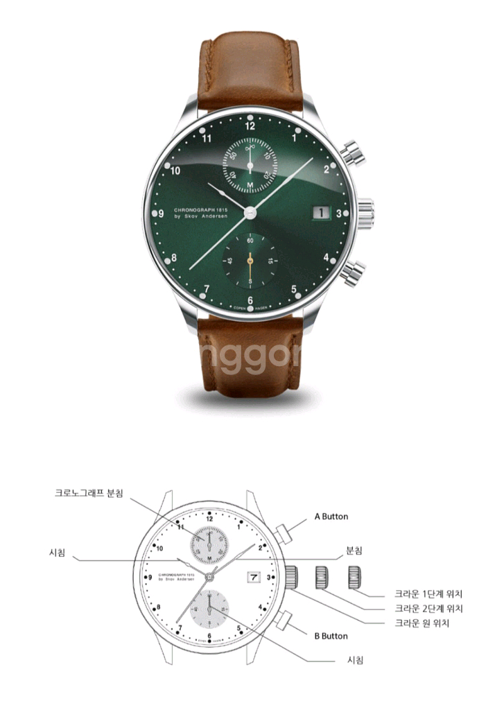 [스코브안데르센] 1815 크로노그래프 그린 썬레이--3