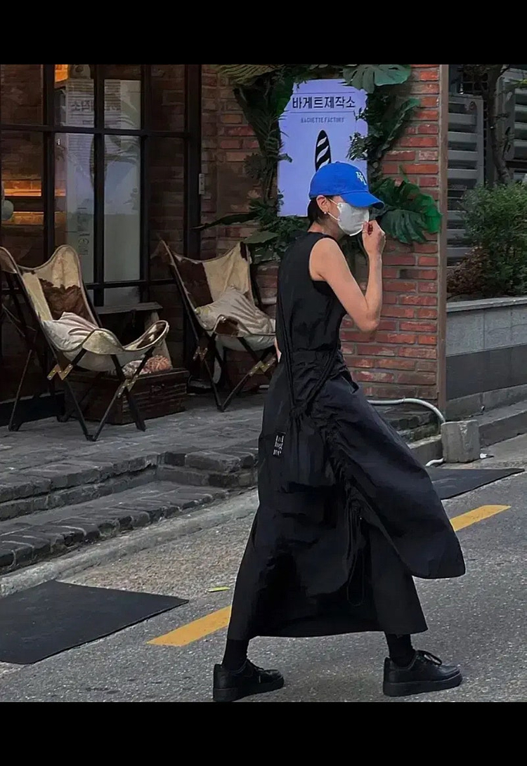 새상품) 트리밍버드 벨티드 셔링 랩 원피스 블랙 이미지