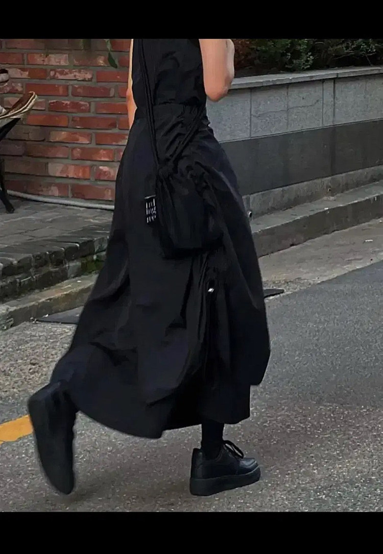 새상품) 트리밍버드 벨티드 셔링 랩 원피스 블랙 이미지