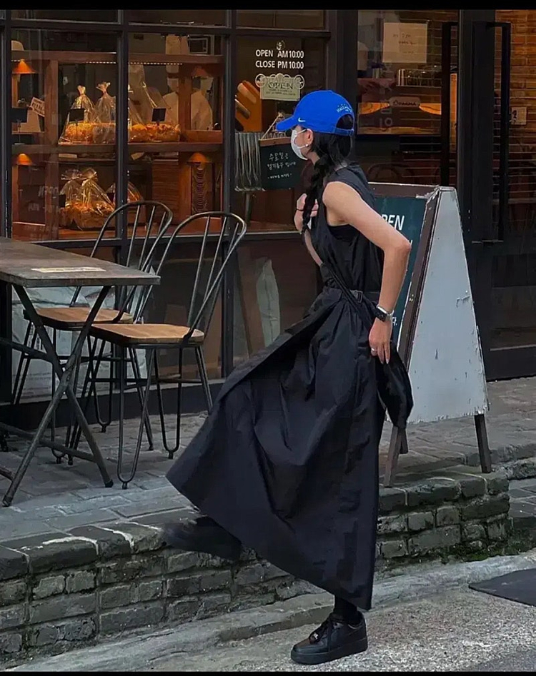 새상품) 트리밍버드 벨티드 셔링 랩 원피스 블랙 이미지