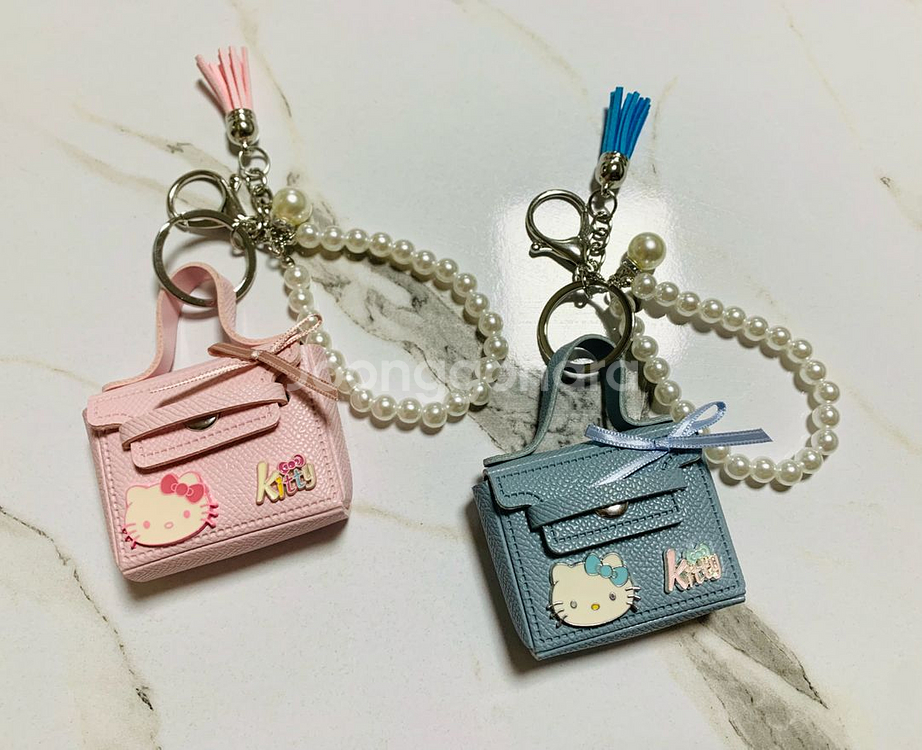 키티 미니백 에어팟케이스 키링 파랑/분홍 새상품--0