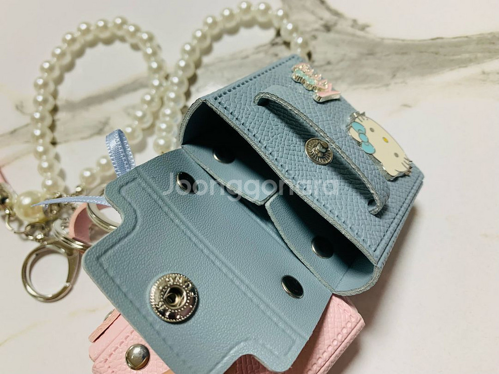 키티 미니백 에어팟케이스 키링 파랑/분홍 새상품--4