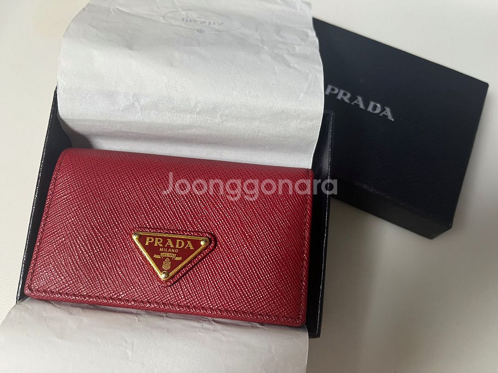 프라다 사피아노 카드지갑 삼각로고 레드--0