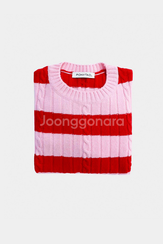 PONYTAIL 스트라이프 니트--2