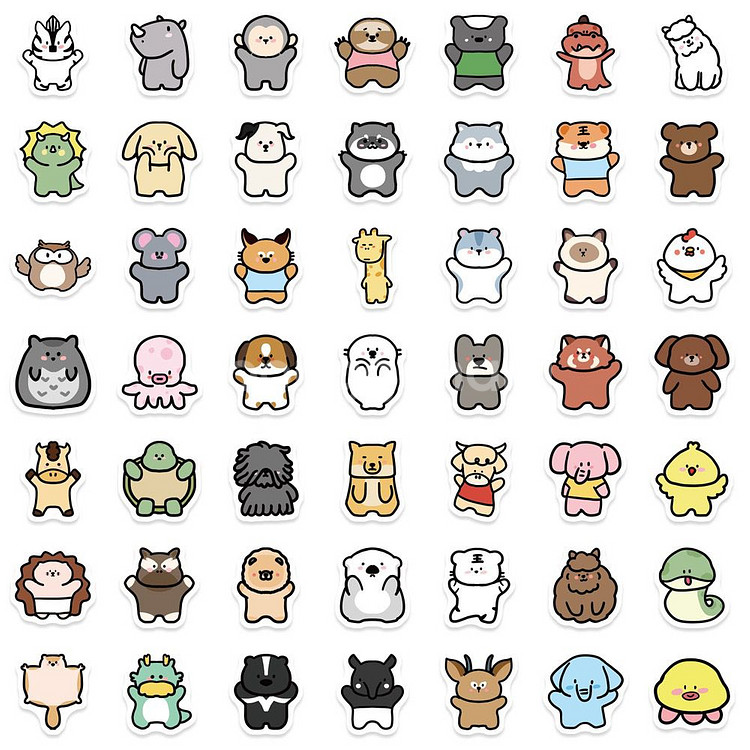 99p 동물 친구들 스티커 빈티지 감성 방수 캐리어--1