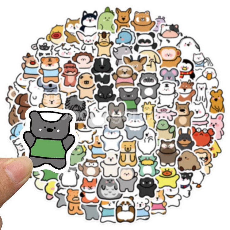 99p 동물 친구들 스티커 빈티지 감성 방수 캐리어--0