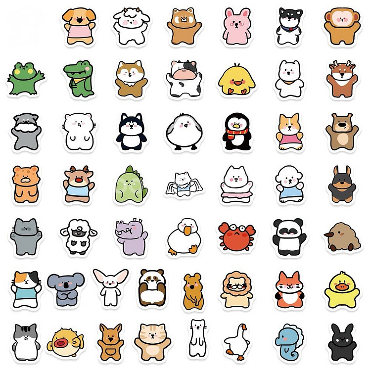 99p 동물 친구들 스티커 빈티지 감성 방수 캐리어--2