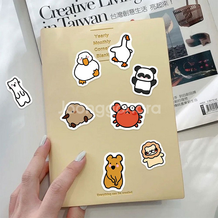 99p 동물 친구들 스티커 빈티지 감성 방수 캐리어--5