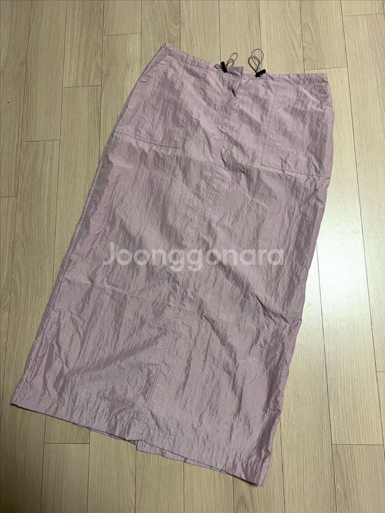 24년 베이지보울 나일론 스트링 롱스커트 바스락 치마--4