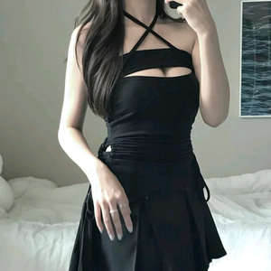 클럽룩 페스티벌 락페 핫걸 스트링 홀터 셔링 탑