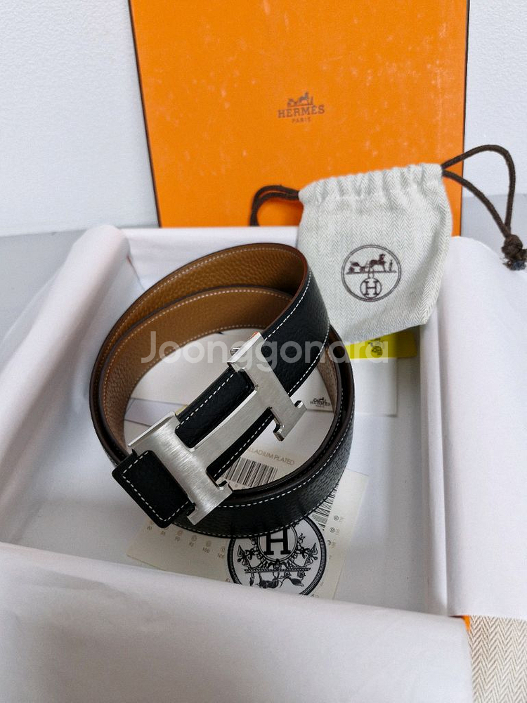 에르메스 은장 양면 가죽벨트 90 사이즈 팝니다--0