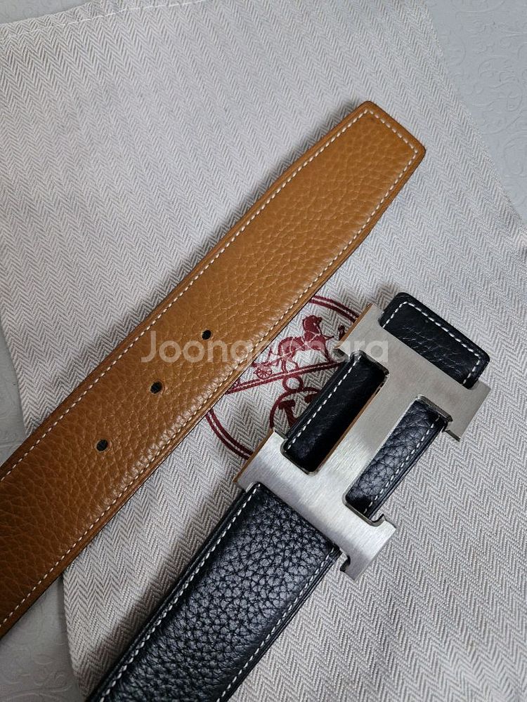 에르메스 은장 양면 가죽벨트 90 사이즈 팝니다--5