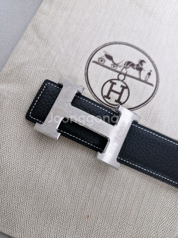 에르메스 은장 양면 가죽벨트 90 사이즈 팝니다--6