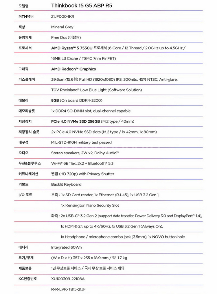 레노버 Thinkbook 15 G5 ABP 노트북--1