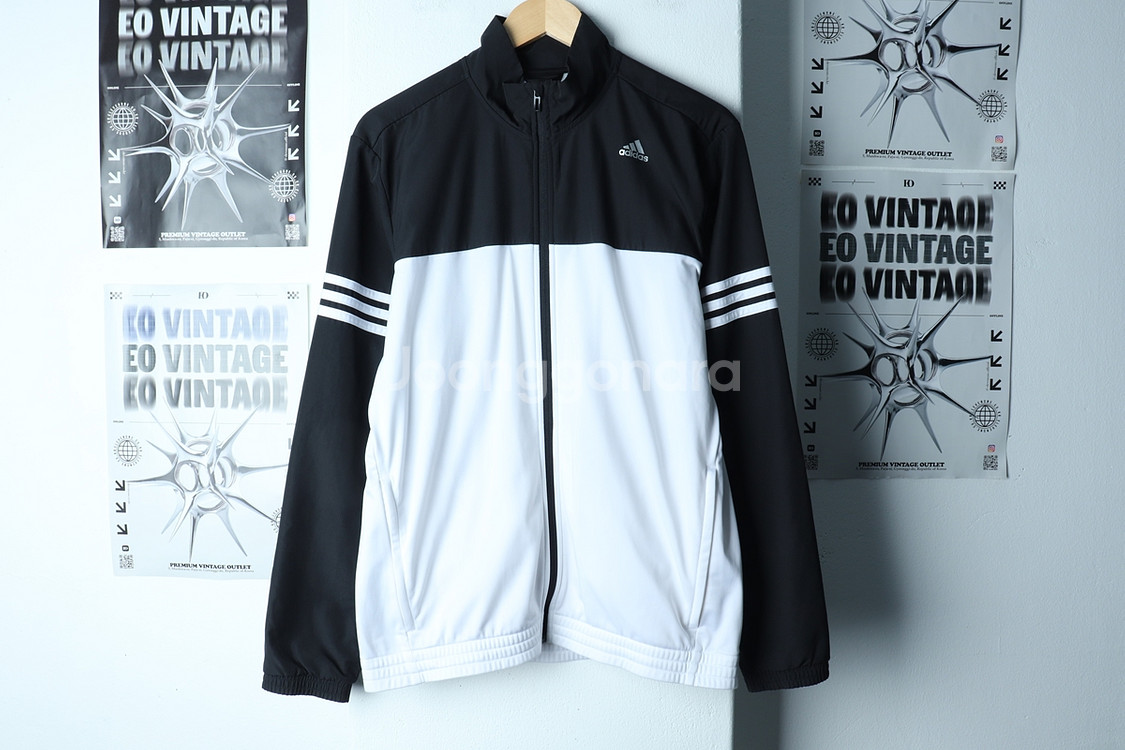 (XL) 아디다스 집업져지 트랙탑 검흰 올드스쿨--1
