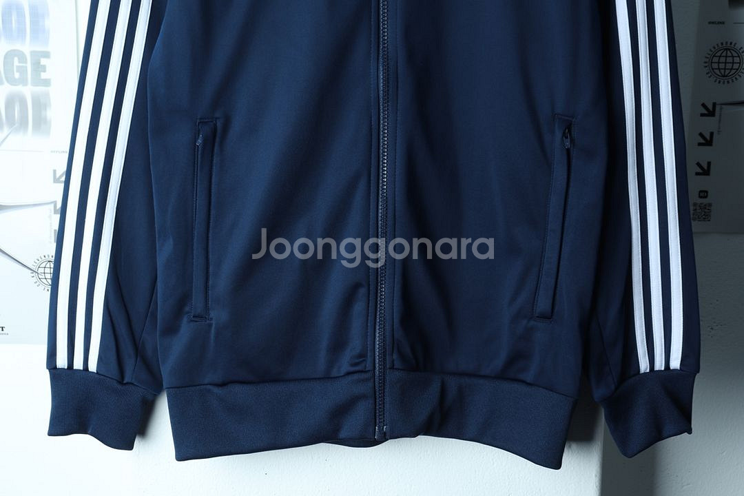 (M-L) 아디다스 집업져지 트랙탑 네이비 삼선--3