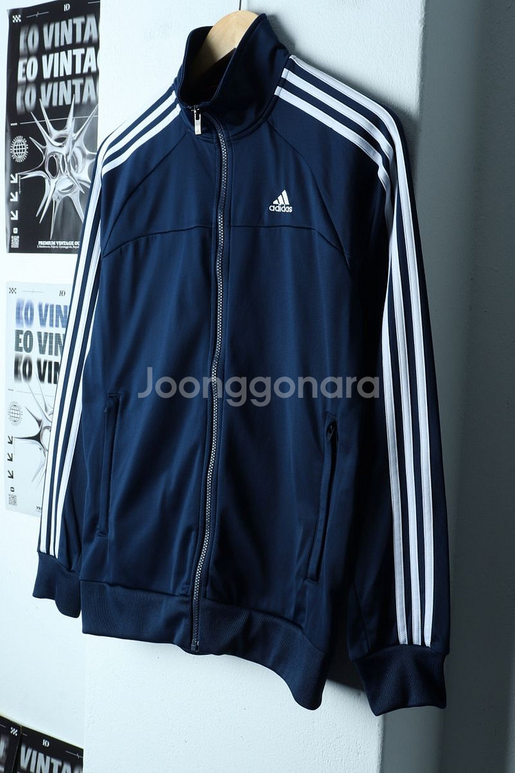 (M-L) 아디다스 집업져지 트랙탑 네이비 삼선--0
