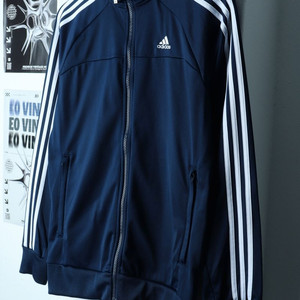 (M-L) 아디다스 집업져지 트랙탑 네이비 삼선