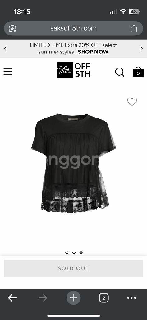 Alice+Olivia 레이스 티 XS--0