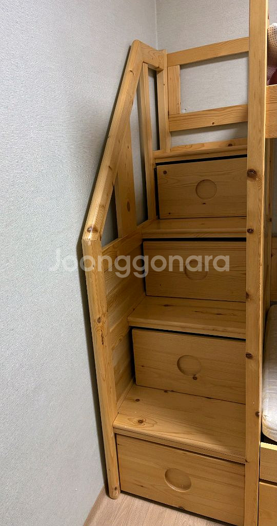 에보니아 원목 2층침대 하단 계단 서랍 풀옵--1