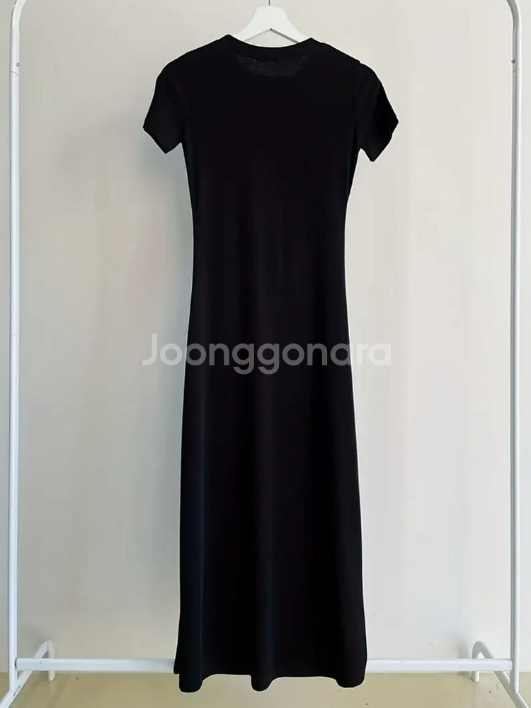 슬림핏 스판 반팔 롱 원피스--4