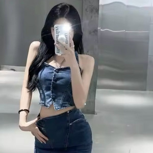데님 탑 치마 세트