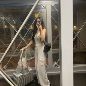 리즈 쿨 카고 밴딩 팬츠 아이보리 롱