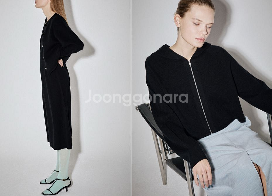 더캐시미어 캐시미어 원피스 후드집업 세트--0