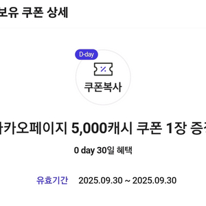 카카오페이지 5천 캐시쿠폰 3000원 판매합니다